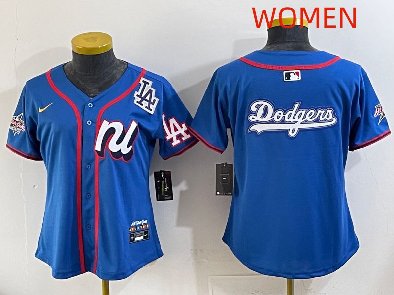 Women 2025 Los Angeles Dodgers Blank Blue All star Nike MLB Jersey style 08->women mlb jersey->Women Jersey